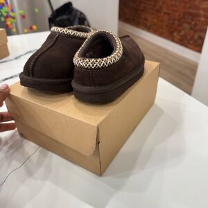 UGG Brown Slippers with Suede Finish and Open Back